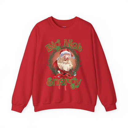 Funny Santa 'Big Nick Energy' Crewneck Sweatshirt for Christmas, Bold Vintage Design, Unique Apparel Jumper, Holiday Gift, Winter Clothing,