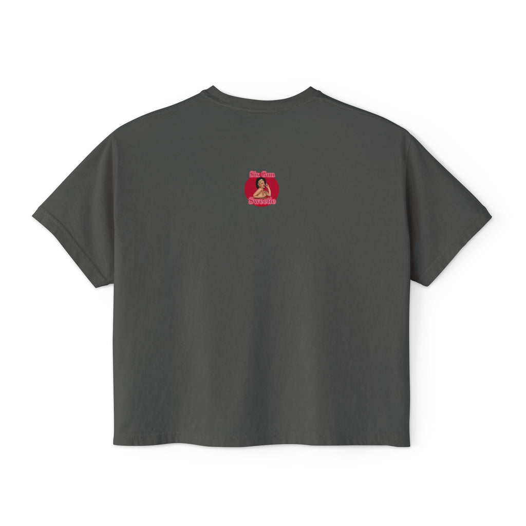 High & Feline Fine Women's Boxy Tee — Cute Retro Tiger Pinup Graphic