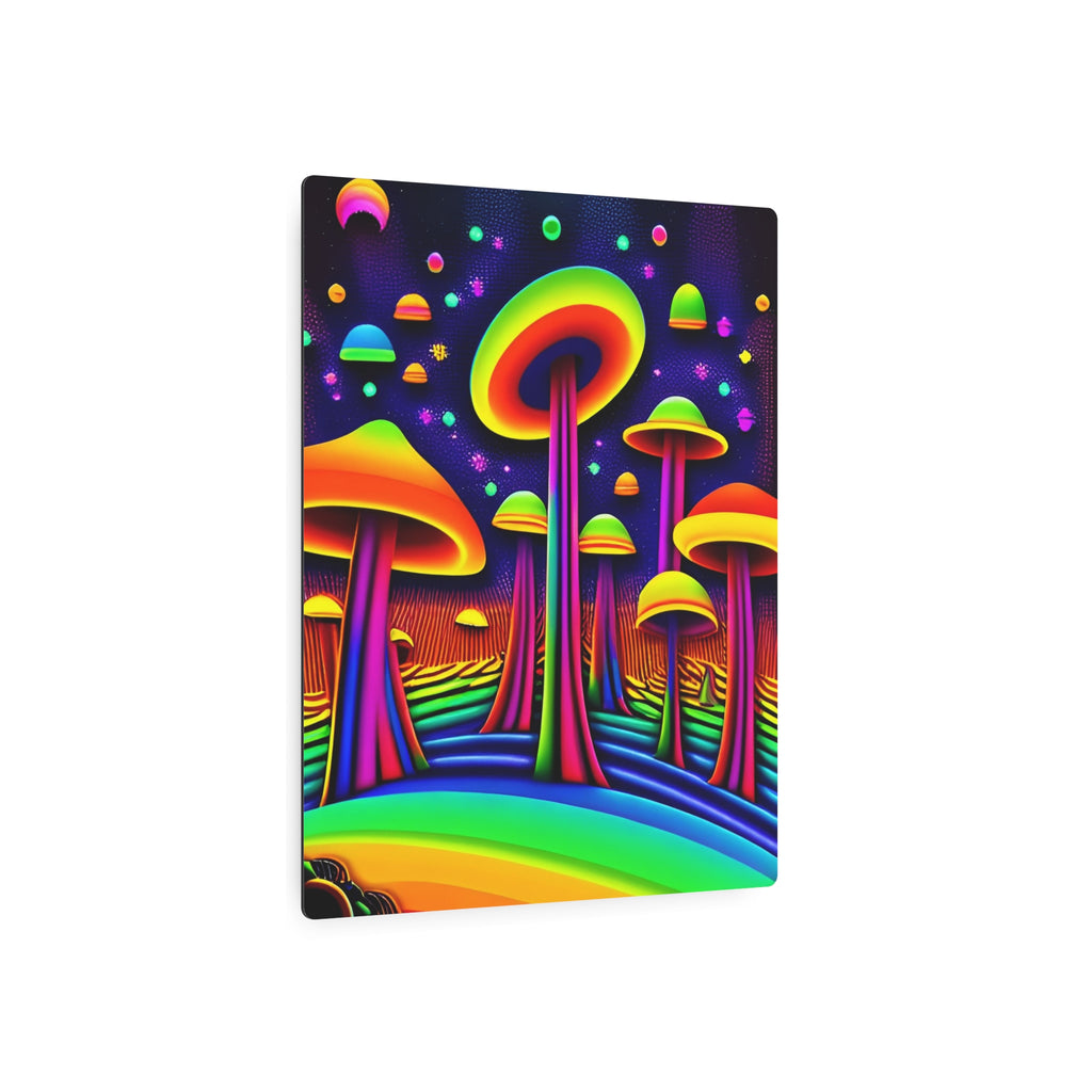 Psychedelic Mushroom Metal Art Sign — Neon Surreal Wall Decor