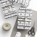 Gift Wrap Sheets Doodle Hearts Stars Black White