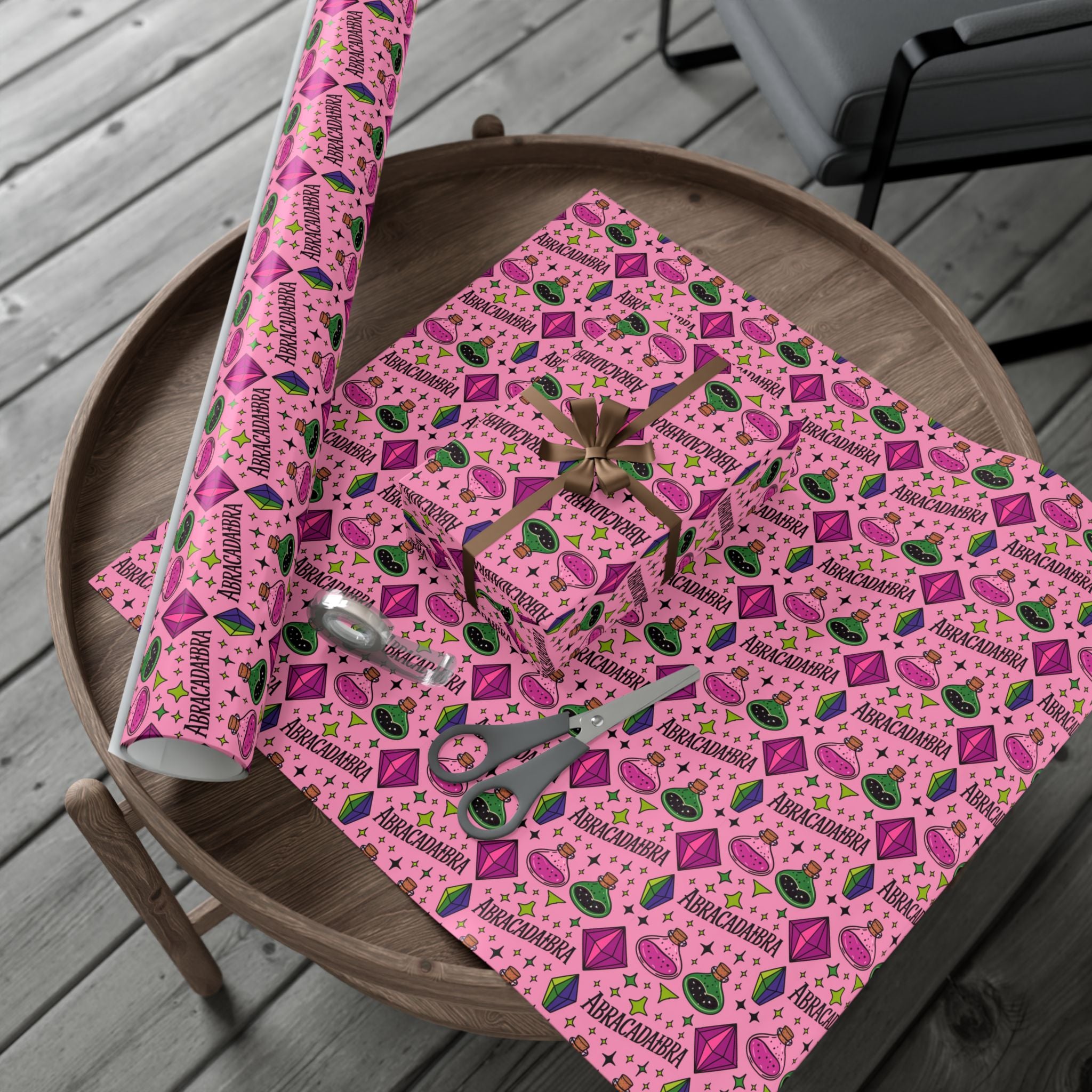 Magic Potion Pattern Gift Wrap Paper — Pink Abracadabra Wrapping Roll