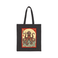 Vintage Octopus & Pink Leopard Black Canvas Tote Bag
