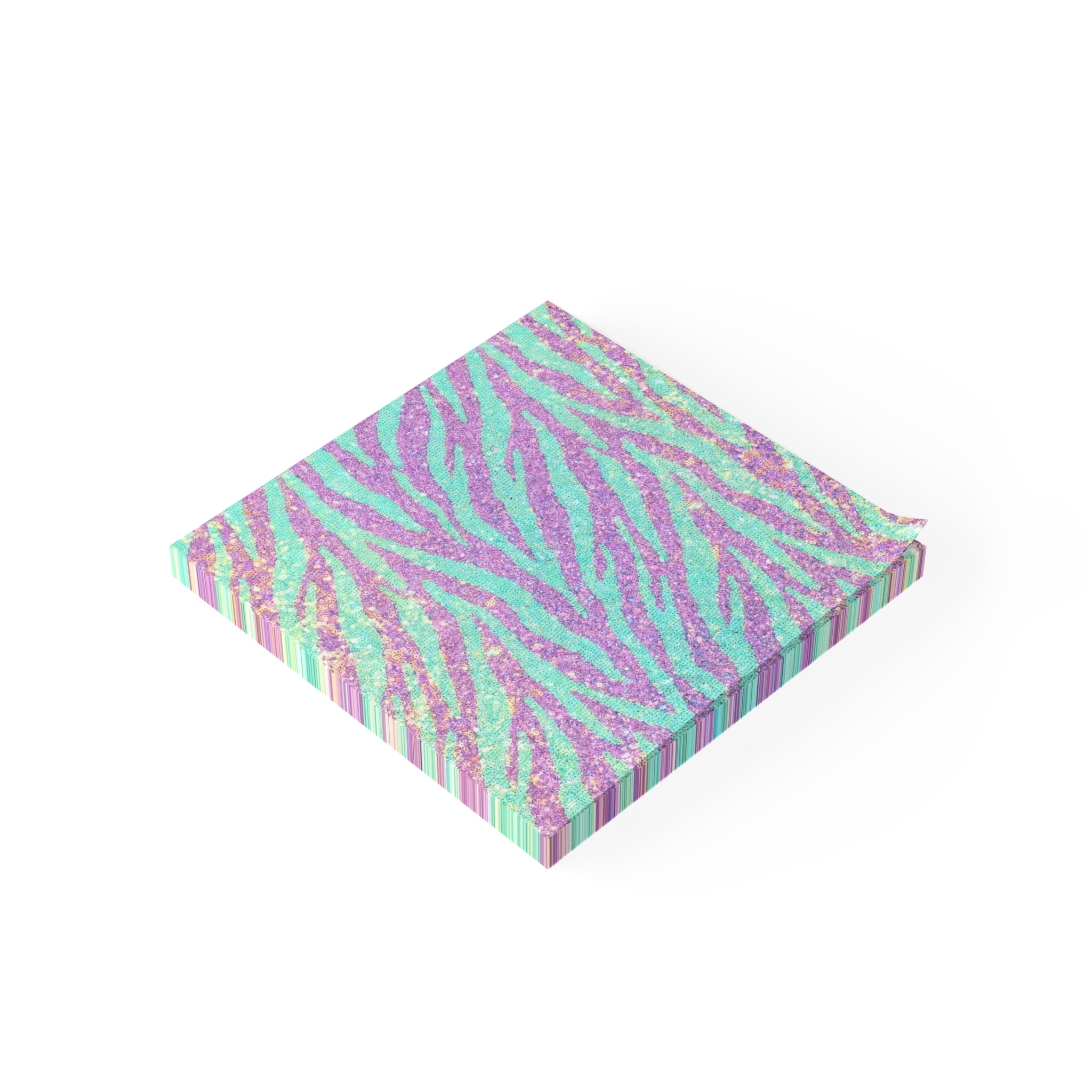 Glitter Zebra Post-it® Note Pads — Sparkle Aqua & Purple Sticky Notes