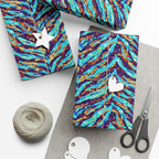 Gift Wrap Paper — Vibrant Blue & Teal Abstract Zebra Pattern