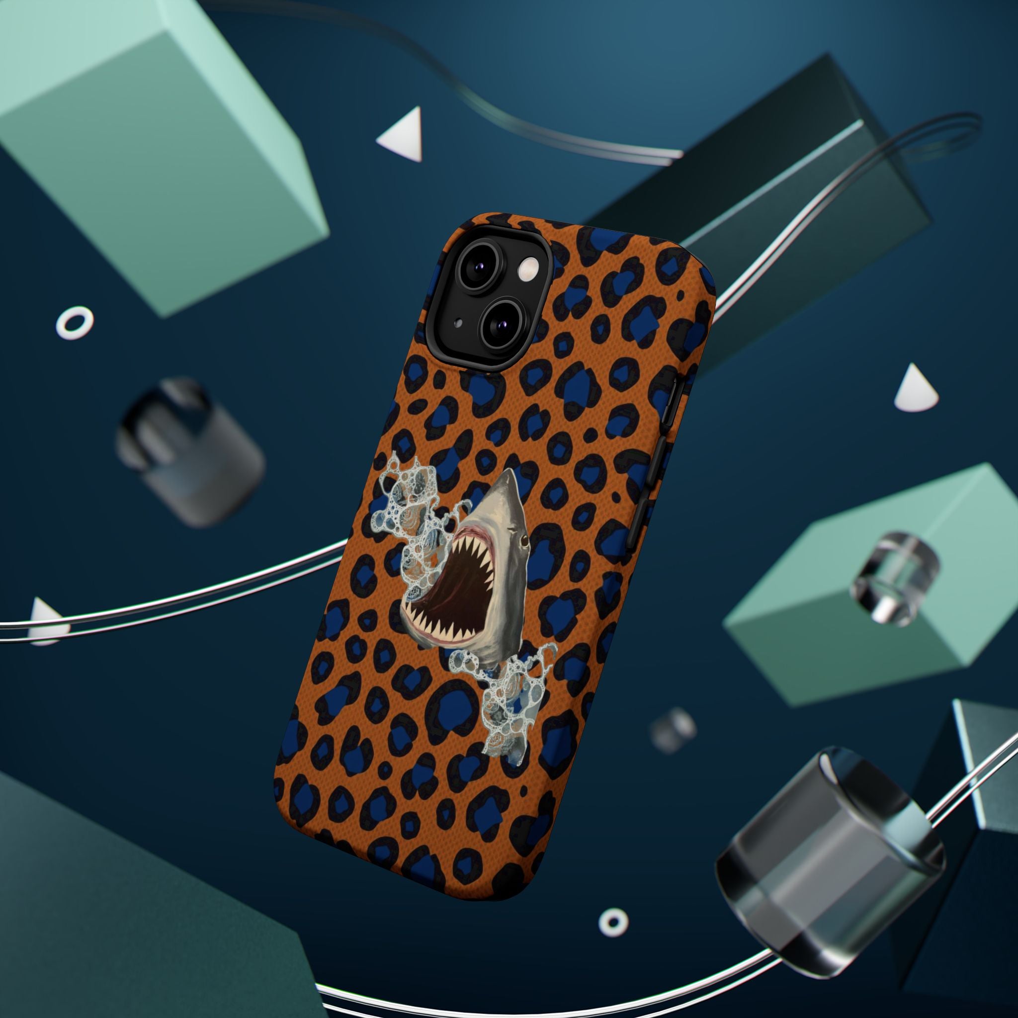 Shark Bite Leopard Print Phone Case — Magnetic Impact-Resistant
