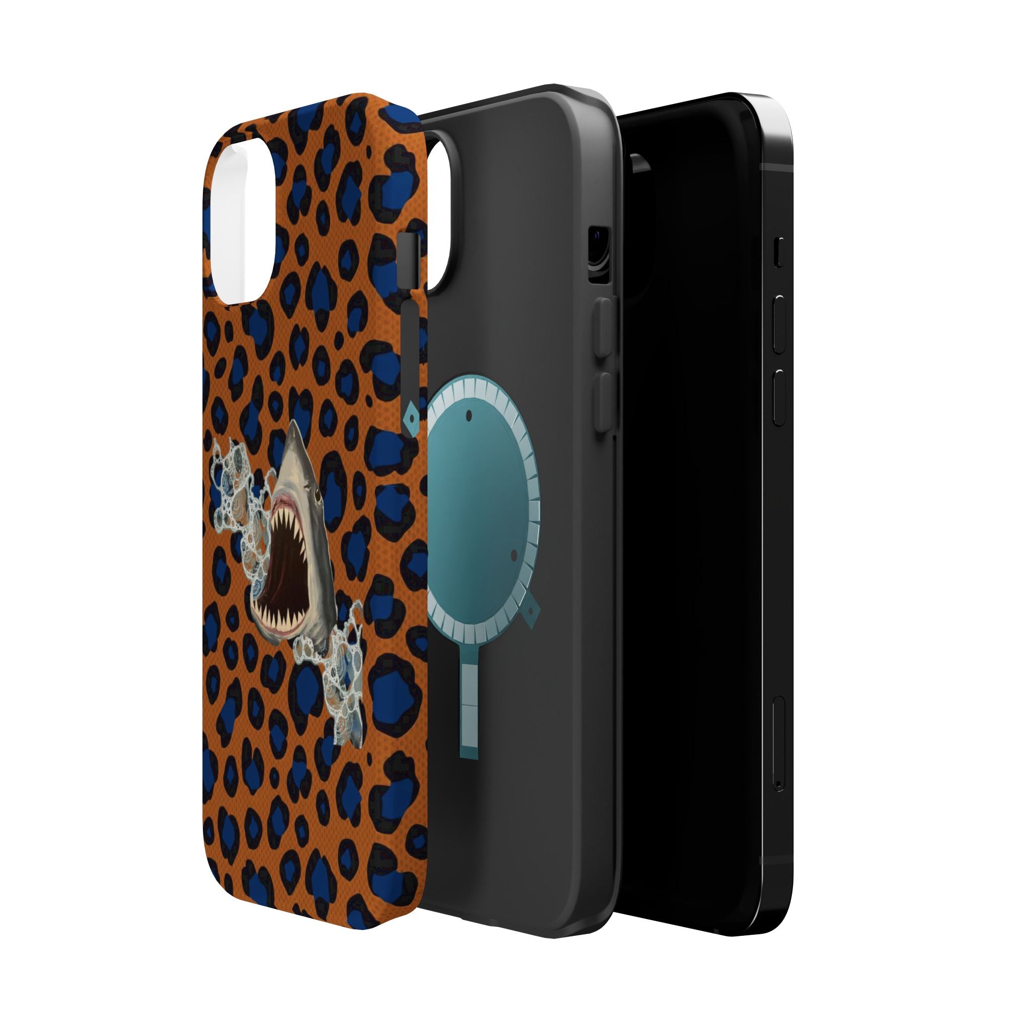 Shark Bite Leopard Print Phone Case — Magnetic Impact-Resistant