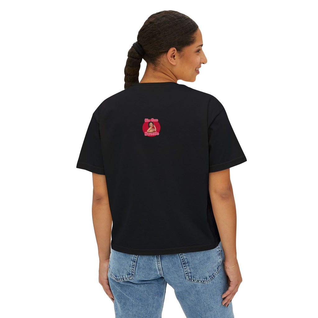 High & Feline Fine Women's Boxy Tee — Cute Retro Tiger Pinup Graphic
