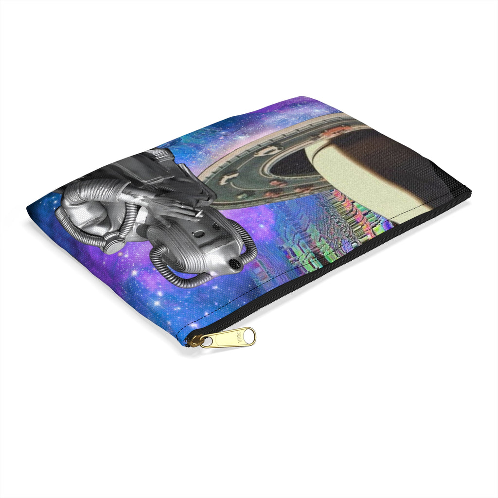 Cosmic Smoke Break Robot Accessory Pouch — Saturn Road Trip Makeup & Gadget Organizer