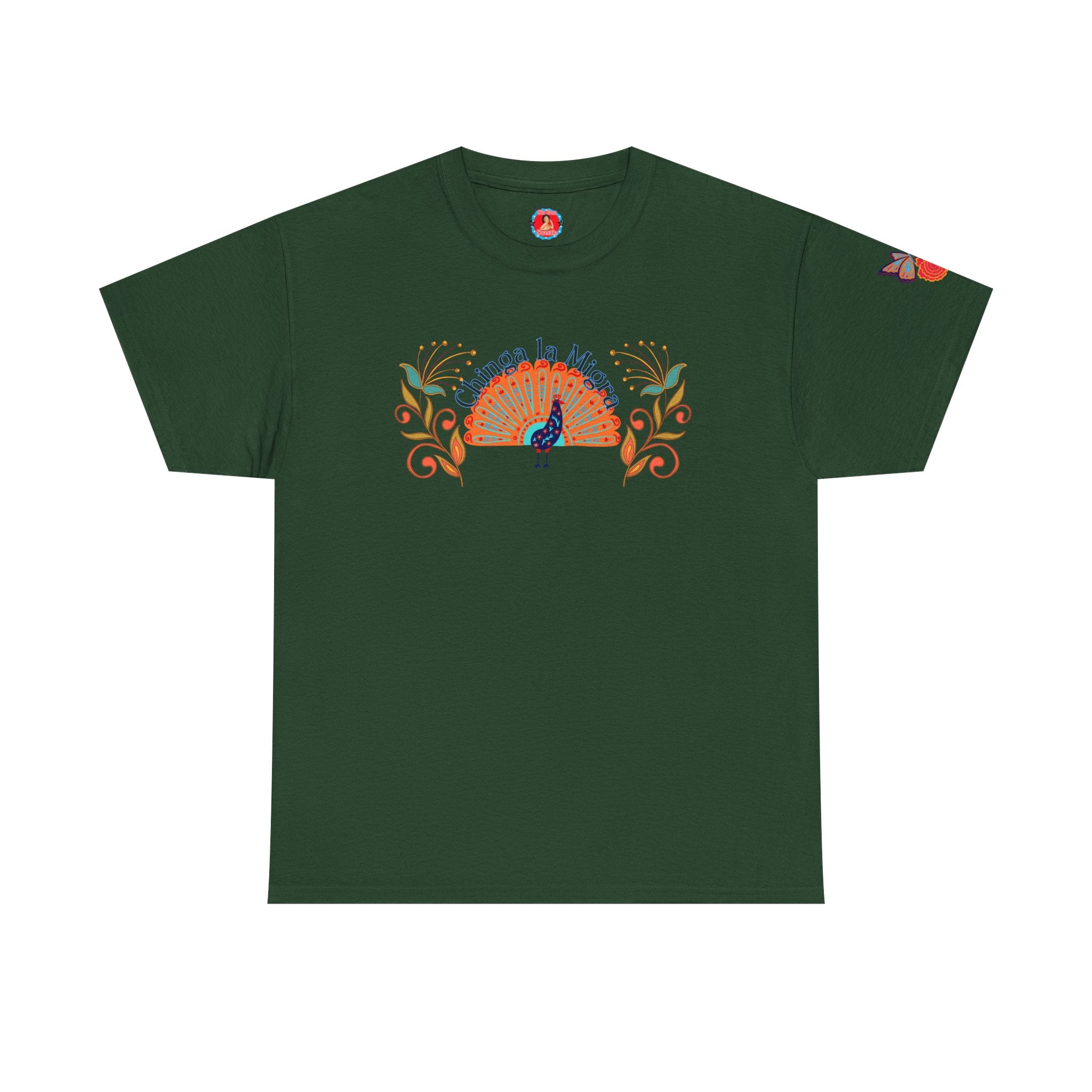 Peacock Sunset T-Shirt — Colorful Floral Folk Art Tee