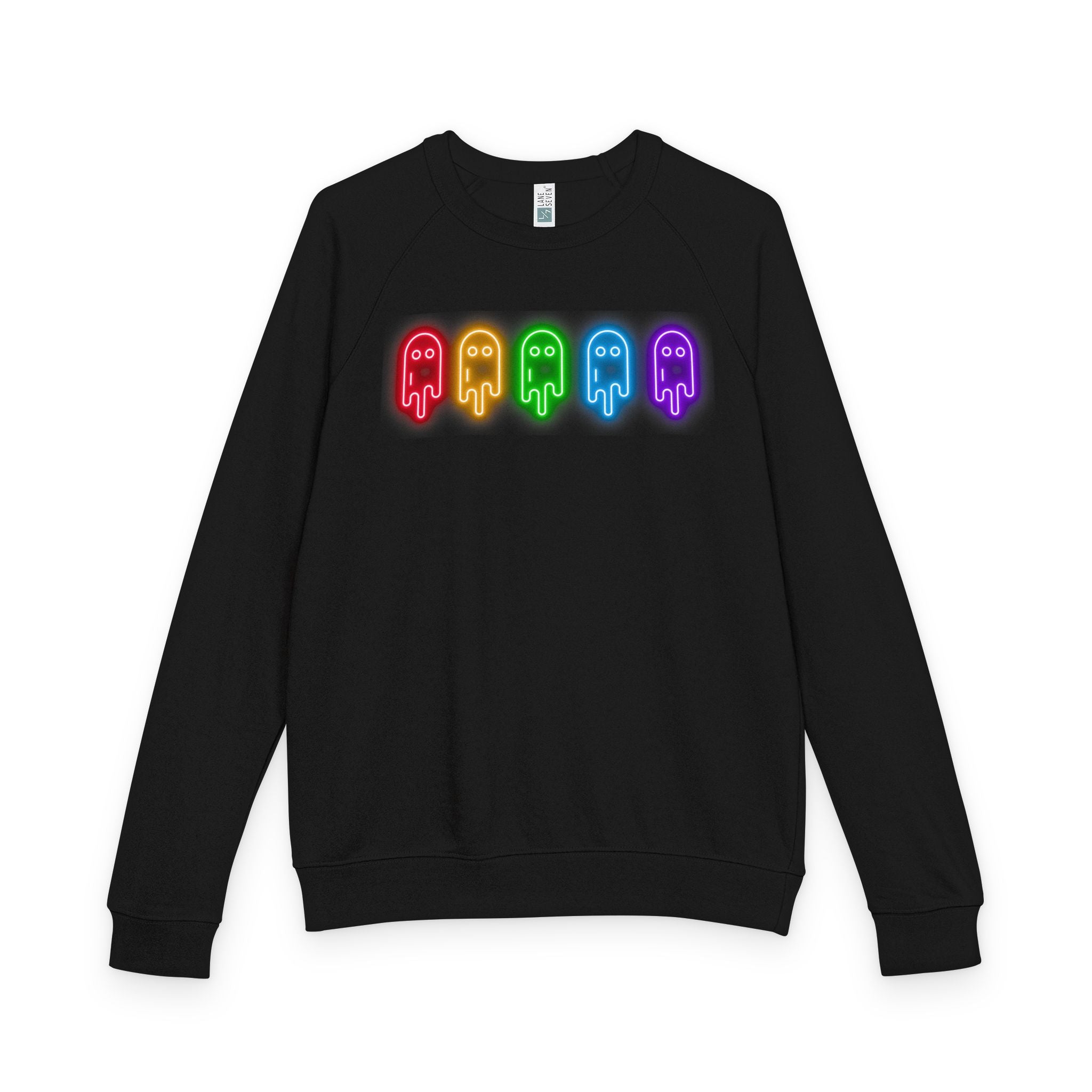 Rainbow Ghosts Unisex French Terry Crewneck Sweatshirt, Halloween Apparel, Casual Wear, Gifts for Friends, Cozy Graphics
