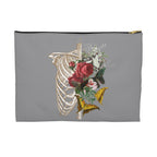 Accessory Pouch - Gothic Paris 1973 Horrorcore Skeleton and Flowers Feminine Surreal Design
