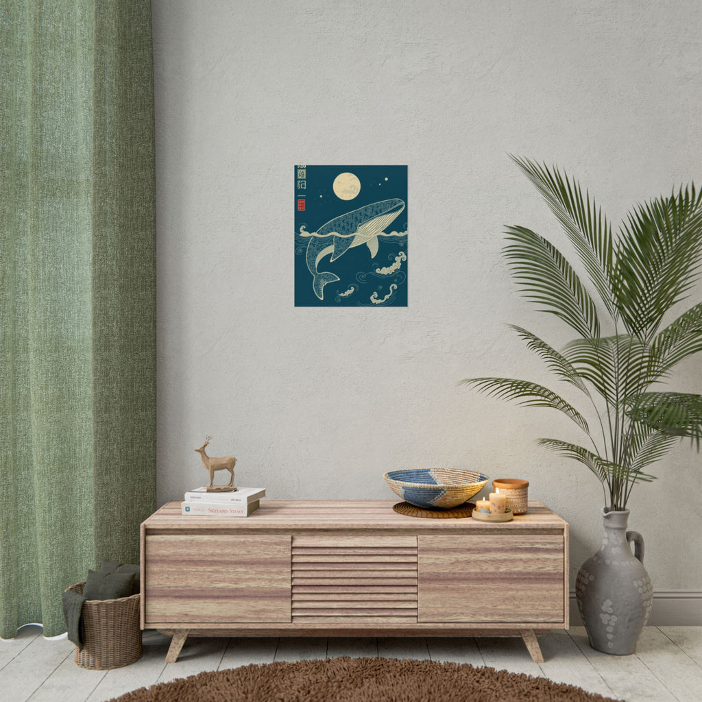 Whale Moon Poster — Rolled Nautical Art Print