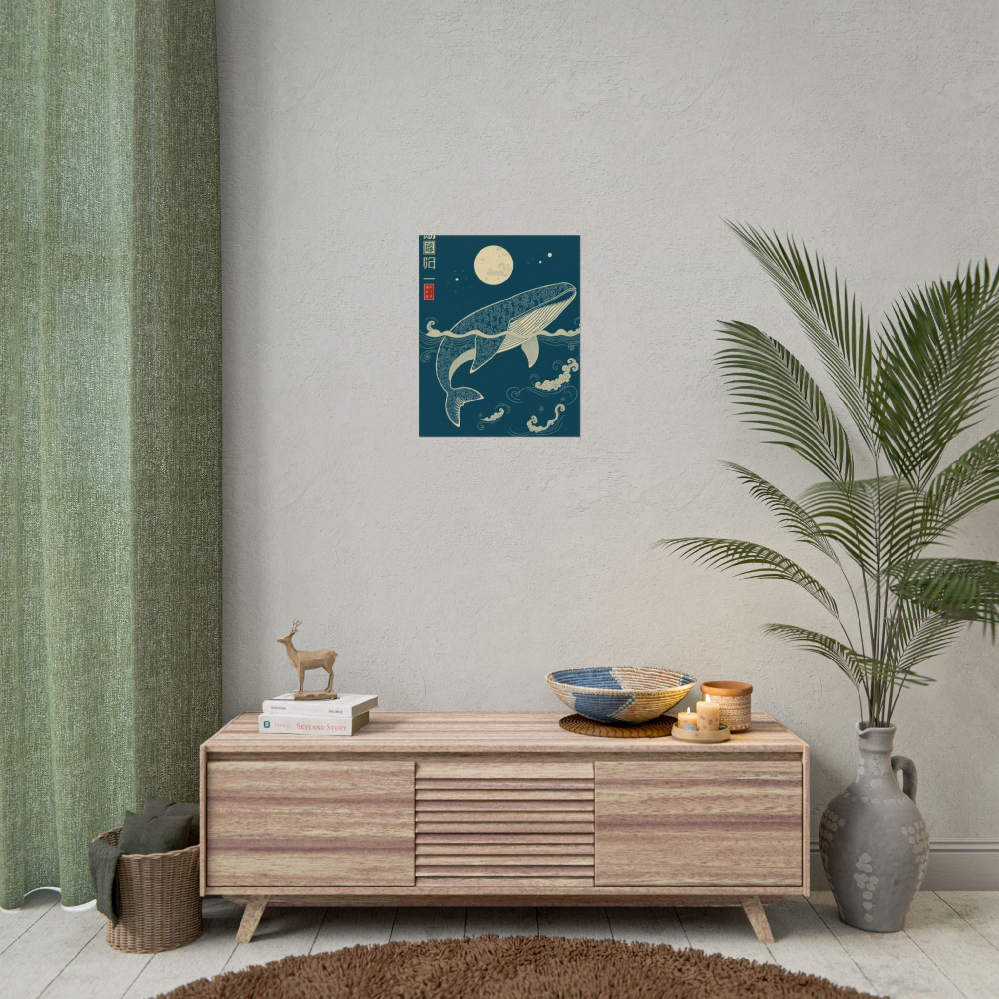 Whale Moon Poster — Rolled Nautical Art Print
