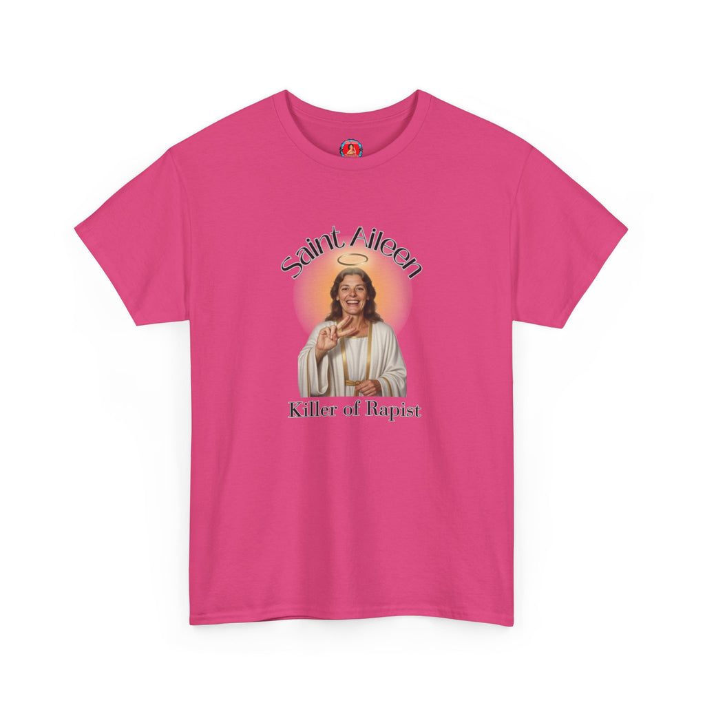 Saint Aileen Tee — 'Killer of Rapist, Protector of Women' Feminist Religious T-Shirt