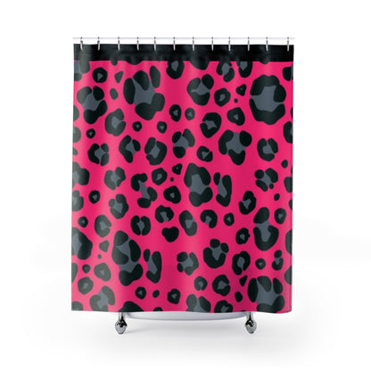 Shower Curtains - Hot Pink Leopard Print '80s Punk Queen Vibe