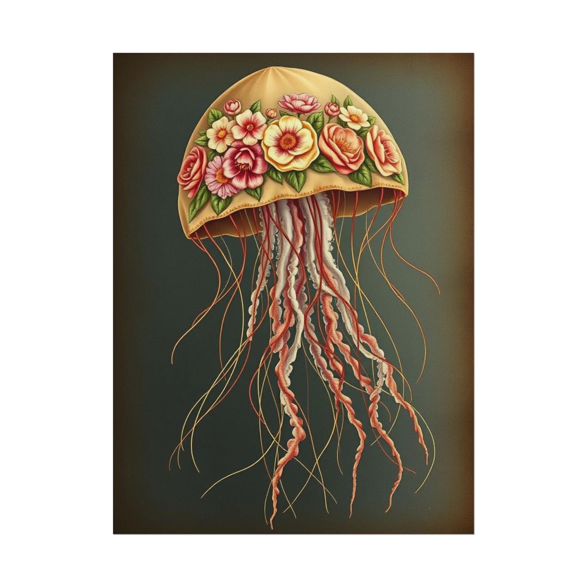 Floral Jellyfish Poster
