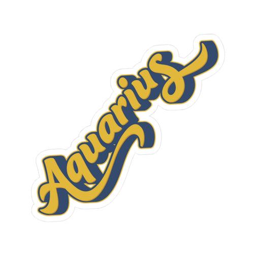 Aquarius Star Sign 70s Groovy Zodiac Sticker — Retro Star Sign Kiss-Cut