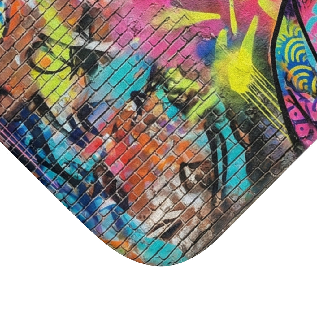 Pop Art Geisha Bath Mat — Colorful Graffiti Japanese-Inspired Bath Rug