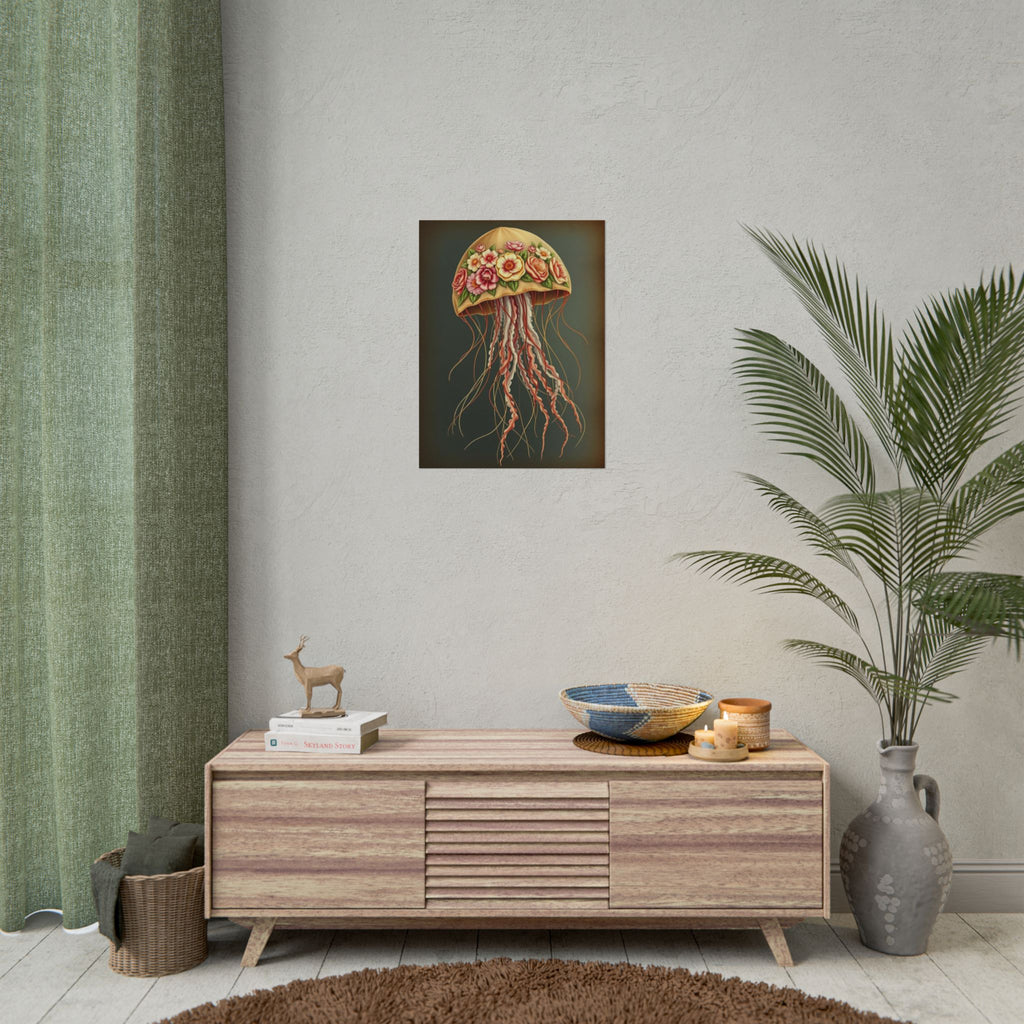 Floral Jellyfish Poster
