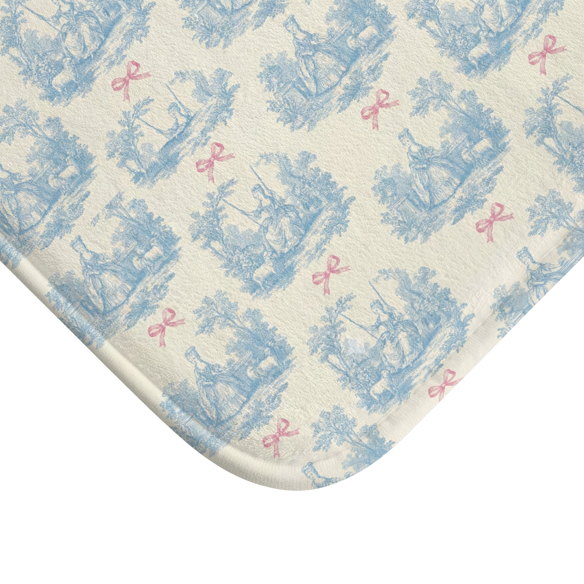 Marie Antoinette Toile Baby Blue & Pink Bath Mat