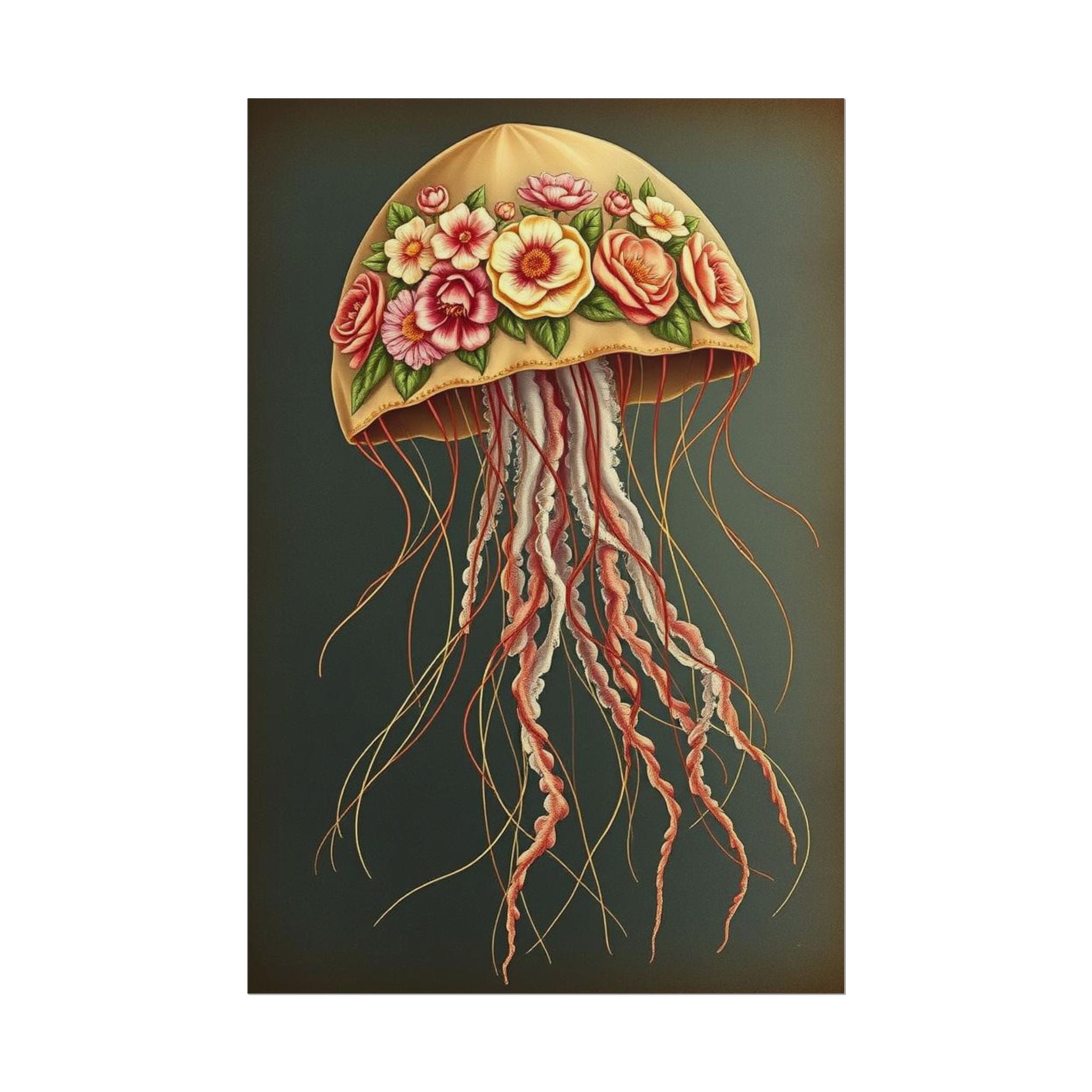 Floral Jellyfish Poster