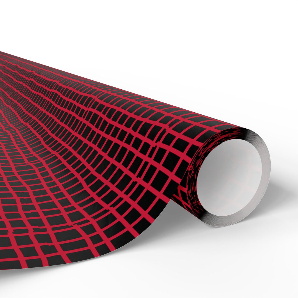 Wrapping Papers - Modern Red Woven Tread Pattern on Black Background