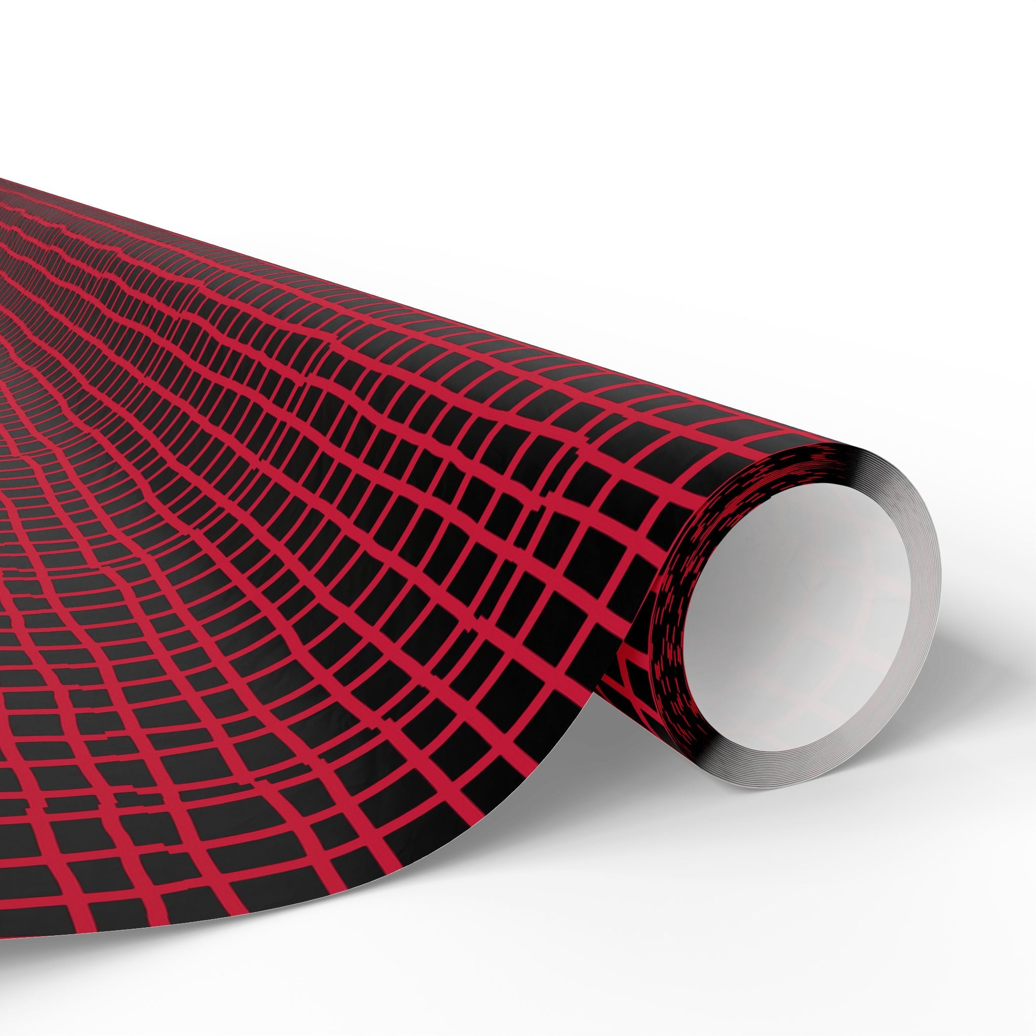 Wrapping Papers - Modern Red Woven Tread Pattern on Black Background