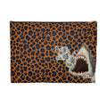 Orange and Blue Animal print Shark Bite AccessoryDark Ocean Makeup & Travel Zipper Bag 2 sizes! Low Brow Art, Pop Art makeup bag carry all