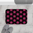 Pink Stardust Pop Bath Mat | Retro Glam Memory Foam | Matching Shower Curtain