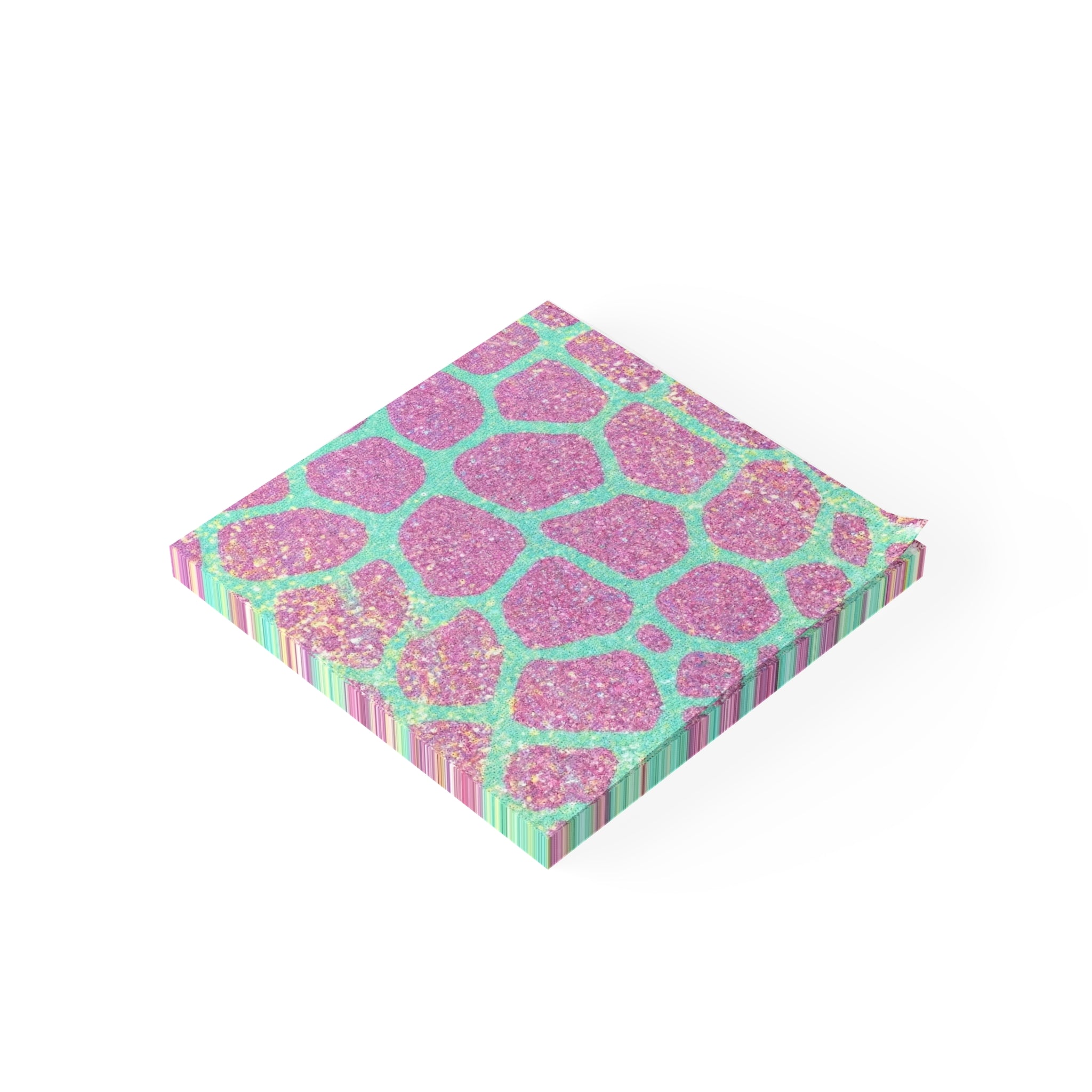 Glitter Giraffe Print Post-it Note Pads — Pink & Teal Sticky Notes