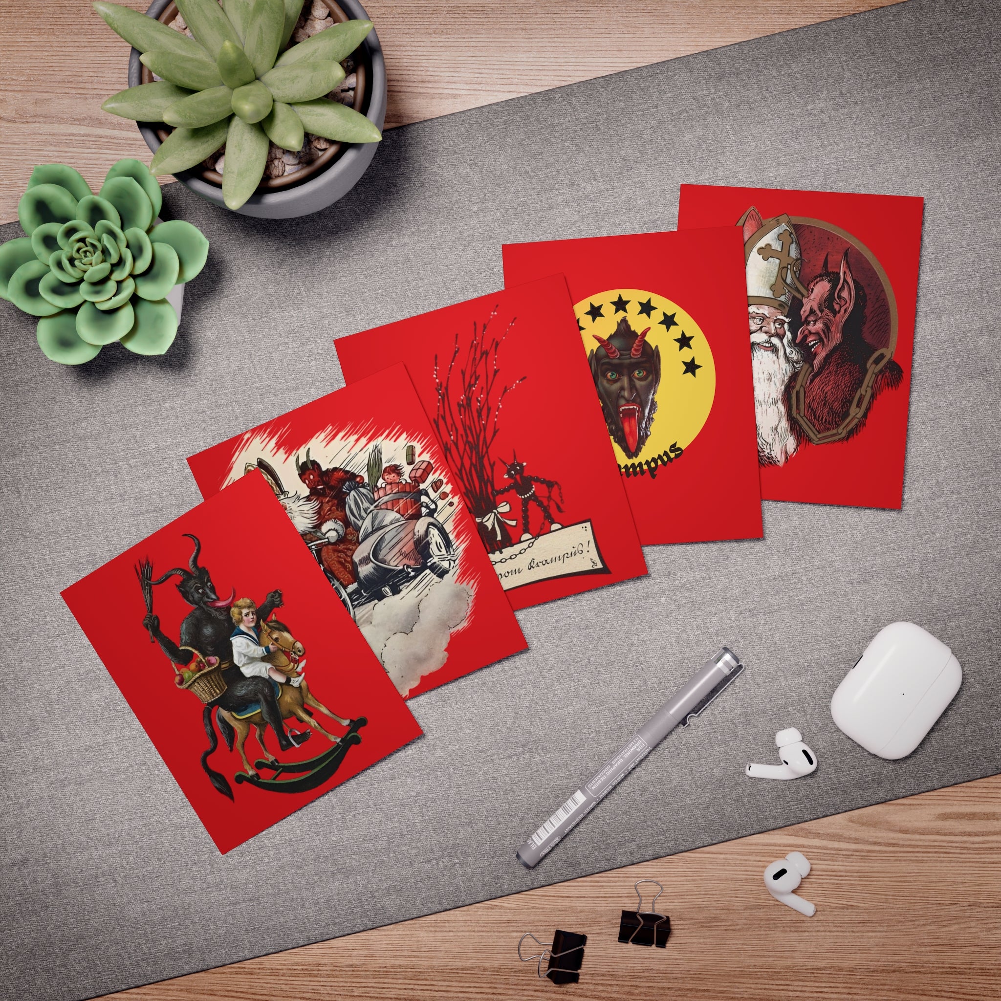 Greeting Cards - Vintage Krampus Christmas Cards (5-Pack)