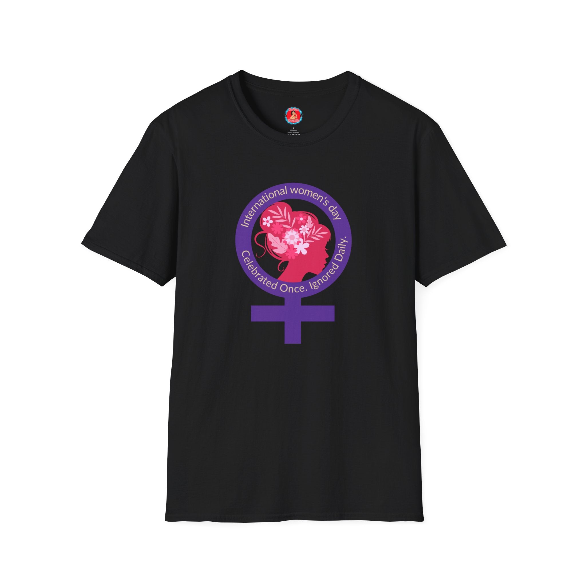 International Women's Day Purple Symbol T-Shirt — Pink Lady Silhouette