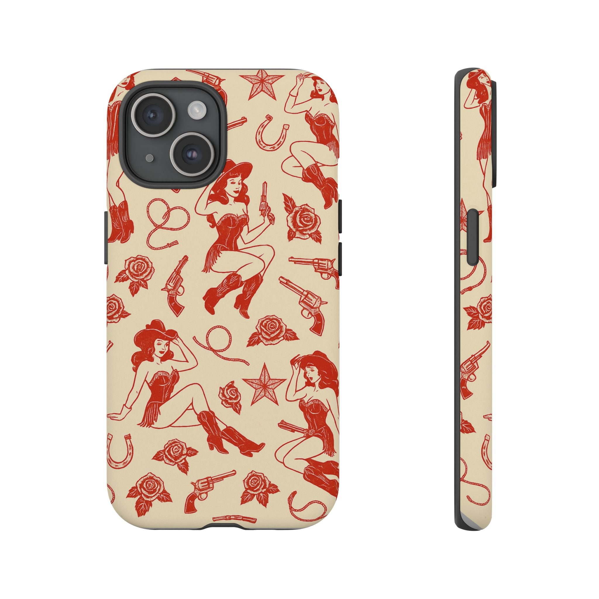 Tough Cases - Vintage Cowgirl Pattern iPhone Case