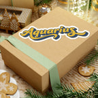 Aquarius Star Sign 70s Groovy Zodiac Sticker — Retro Star Sign Kiss-Cut