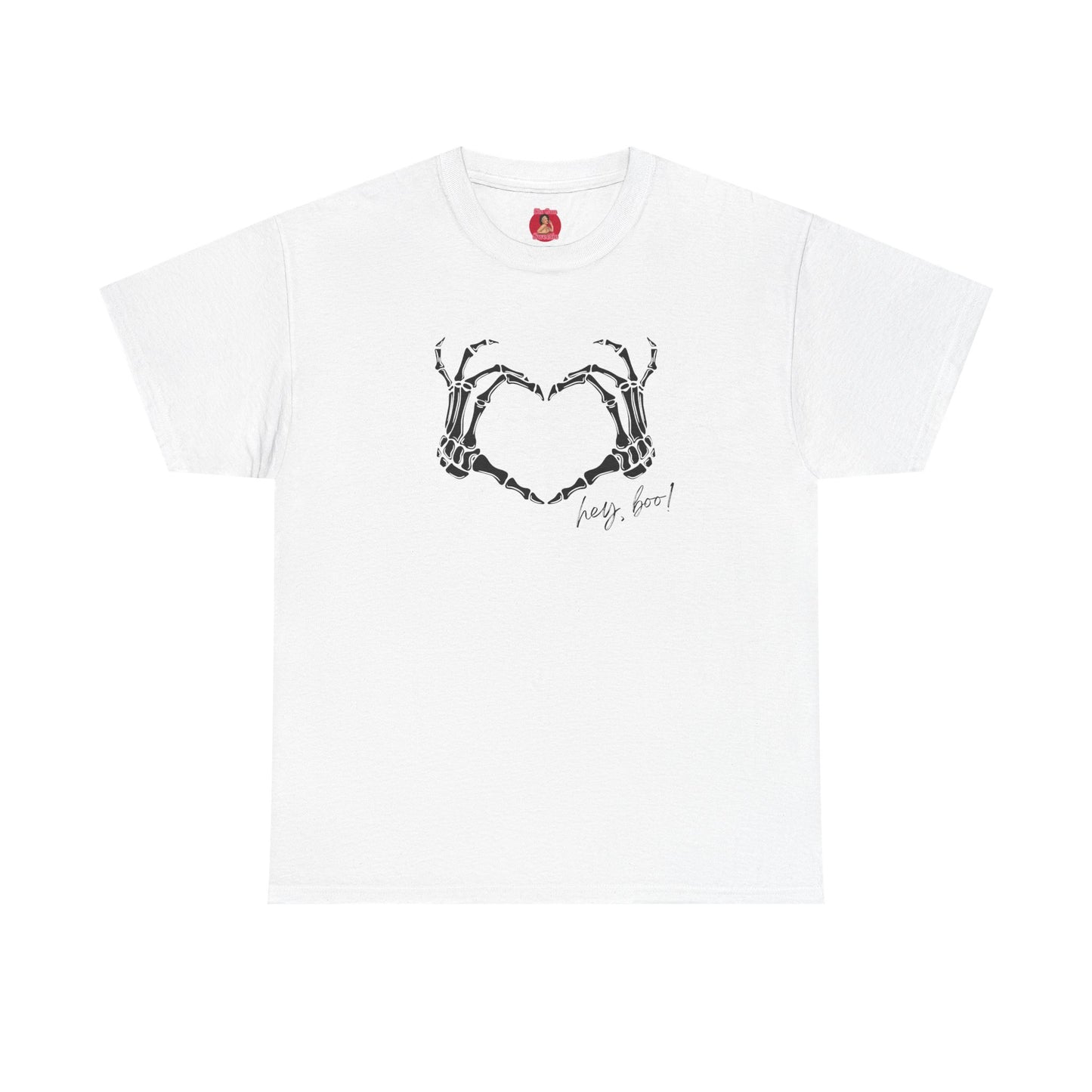 Skeleton Heart Hands Unisex Tee, Halloween Shirt, Gothic Clothing, Spooky Graphic Top, Hey Boo Halloween Costume