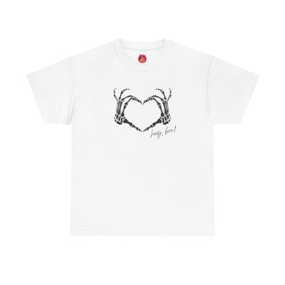 Skeleton Heart Hands Unisex Tee, Halloween Shirt, Gothic Clothing, Spooky Graphic Top, Hey Boo Halloween Costume