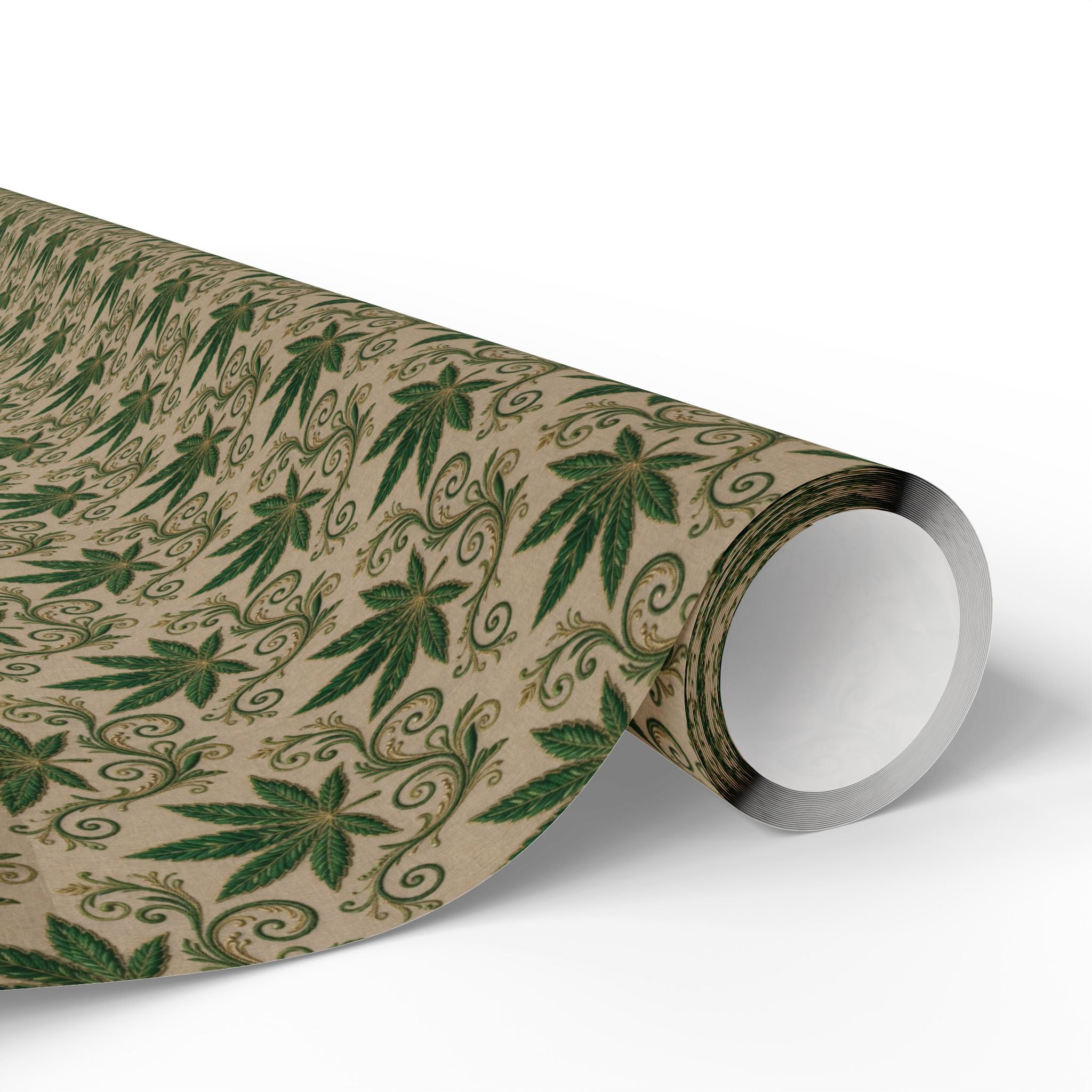 Cannabis Leaf Kraft Wrapping Paper – Green Marijuana Pattern Gift Wrap
