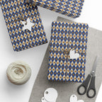 Navy Diamond Star Pattern Wrapping Paper | Geometric Holiday Wrap