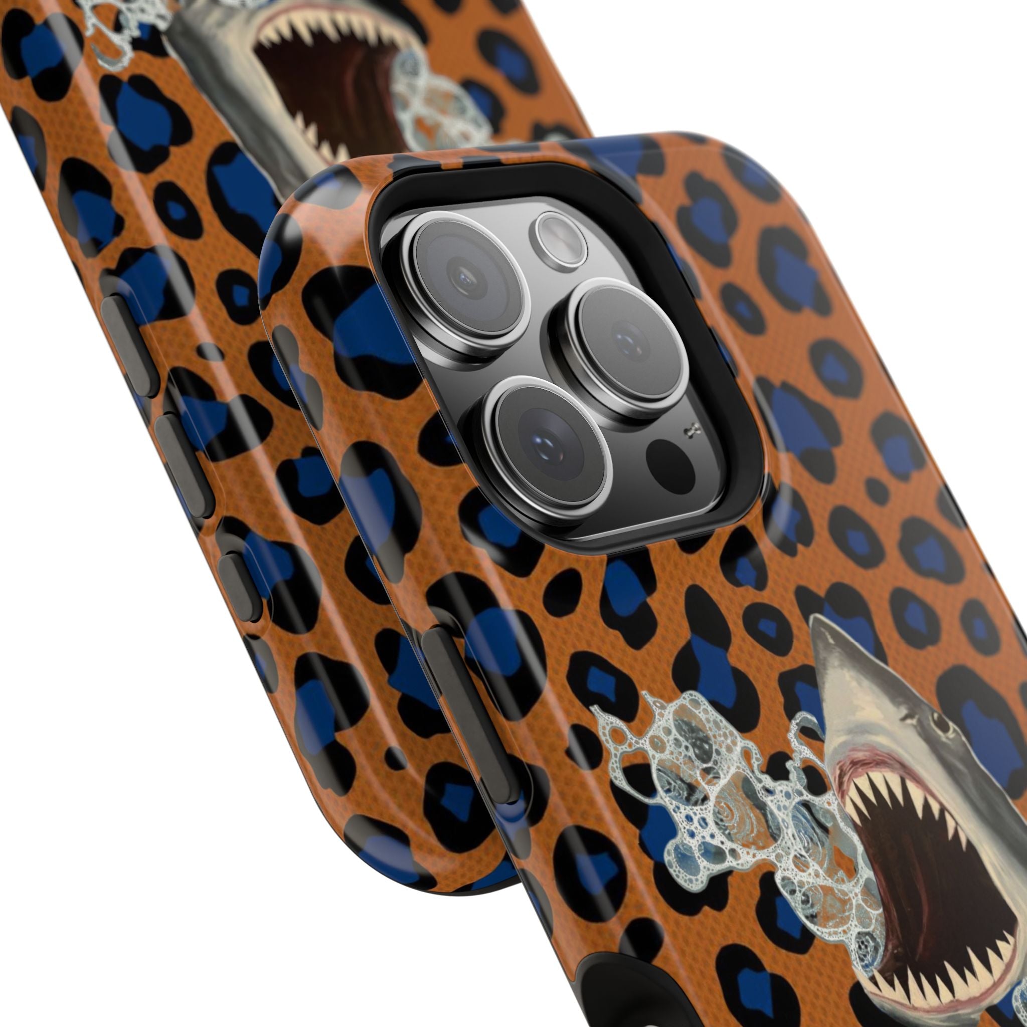 Shark Bite Leopard Print Phone Case — Magnetic Impact-Resistant