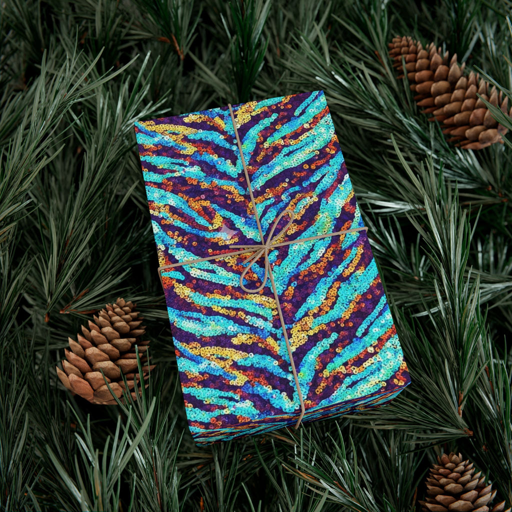 Gift Wrap Paper — Vibrant Blue & Teal Abstract Zebra Pattern