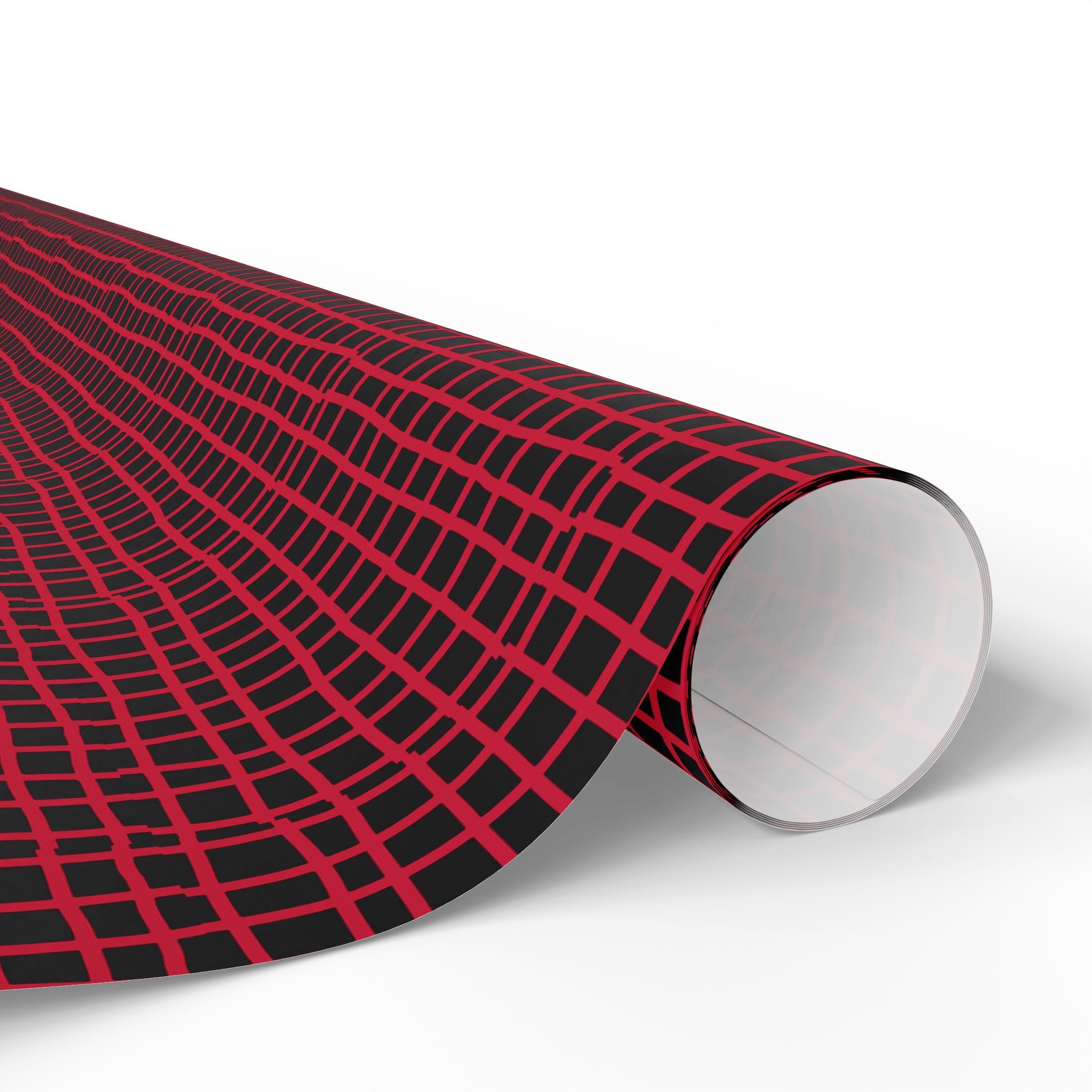 Wrapping Papers - Modern Red Woven Tread Pattern on Black Background