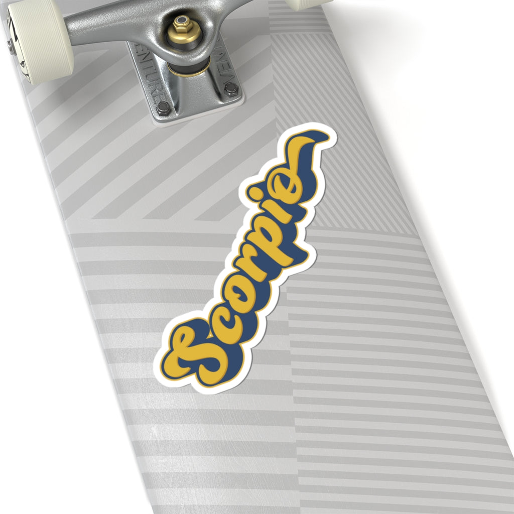 Scorpio 70s Groovy Zodiac Sticker — Retro Star Sign Kiss-Cut