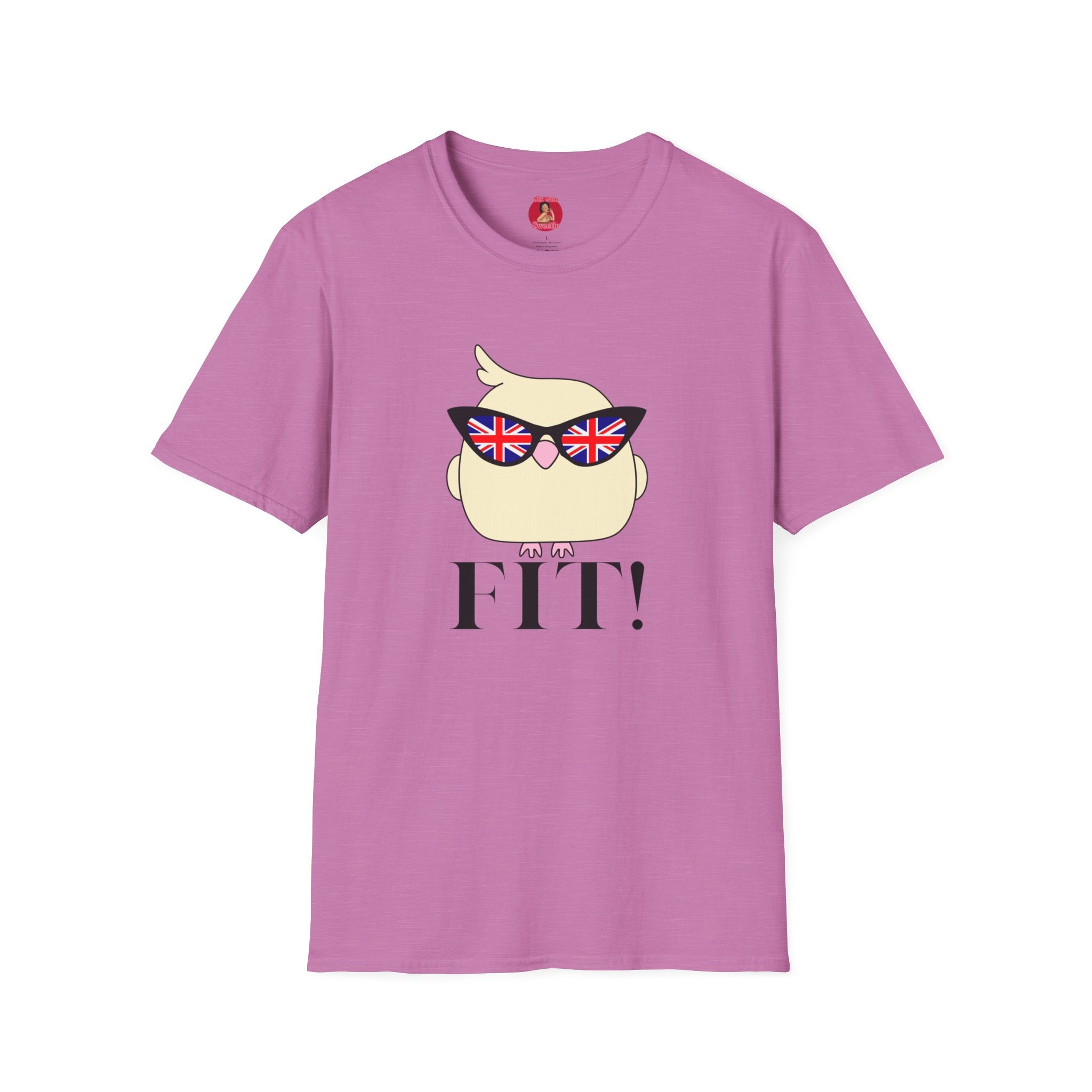 British Cool Fit Bird T-Shirt — Playful Bird with Union Jack Sunglasses