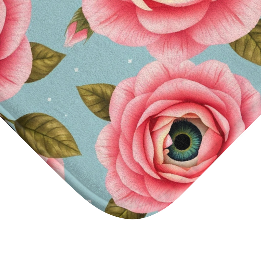 Surreal English Rose Eyeball Bath Mat — Matching Shower Curtain
