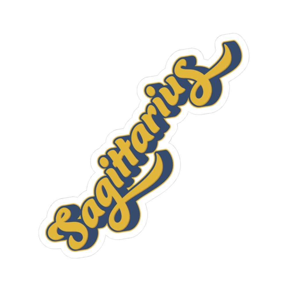 Sagittarius 70s Groovy Zodiac Sticker — Retro Star Sign Kiss-Cut