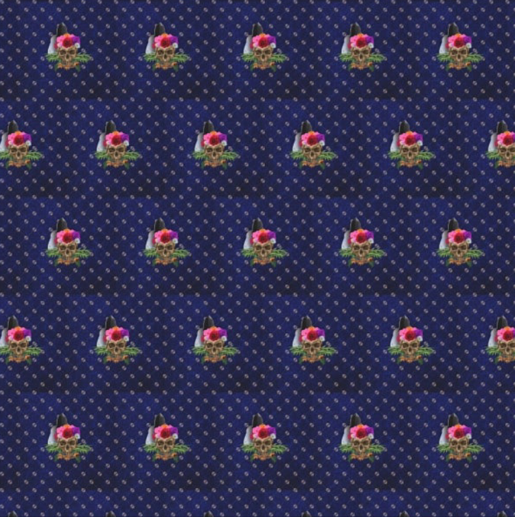 Gift Wrap Paper - Deep Blue Velvet Color Skull with Crystals Gothic Witchy Rich Design