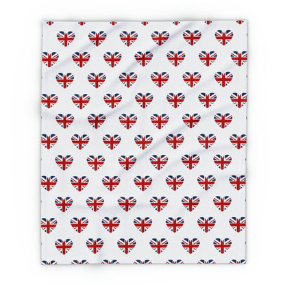 Brit Love Bliss: Heart-Shaped UK Flags Fleece Blanket - Cozy Up in Anglophile Chic!