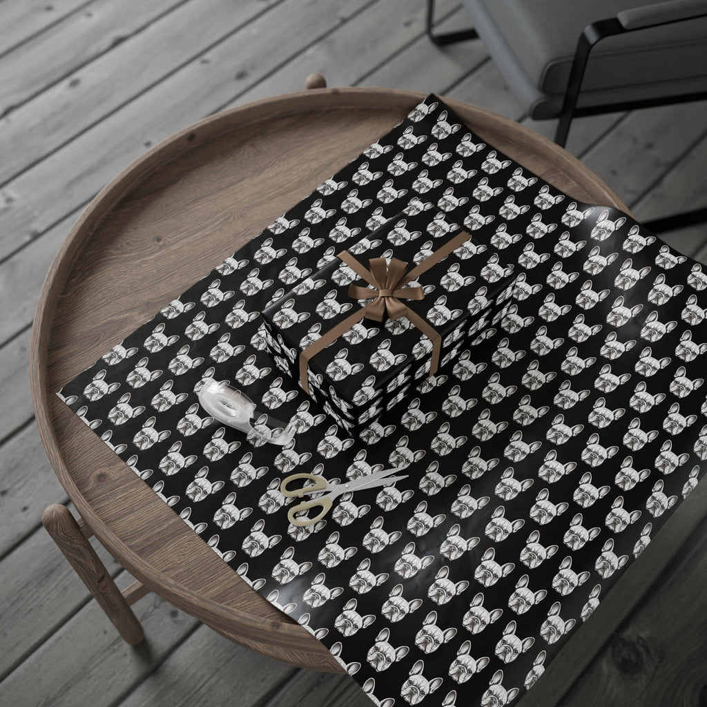 Wrapping Papers, Black French Bulldog Head Pattern Gift Wrap, Dog Lover Presents, Holiday Decor, Birthday Gift Wrap, DIY Crafts