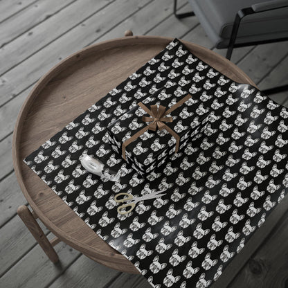 Wrapping Papers, Black French Bulldog Head Pattern Gift Wrap, Dog Lover Presents, Holiday Decor, Birthday Gift Wrap, DIY Crafts