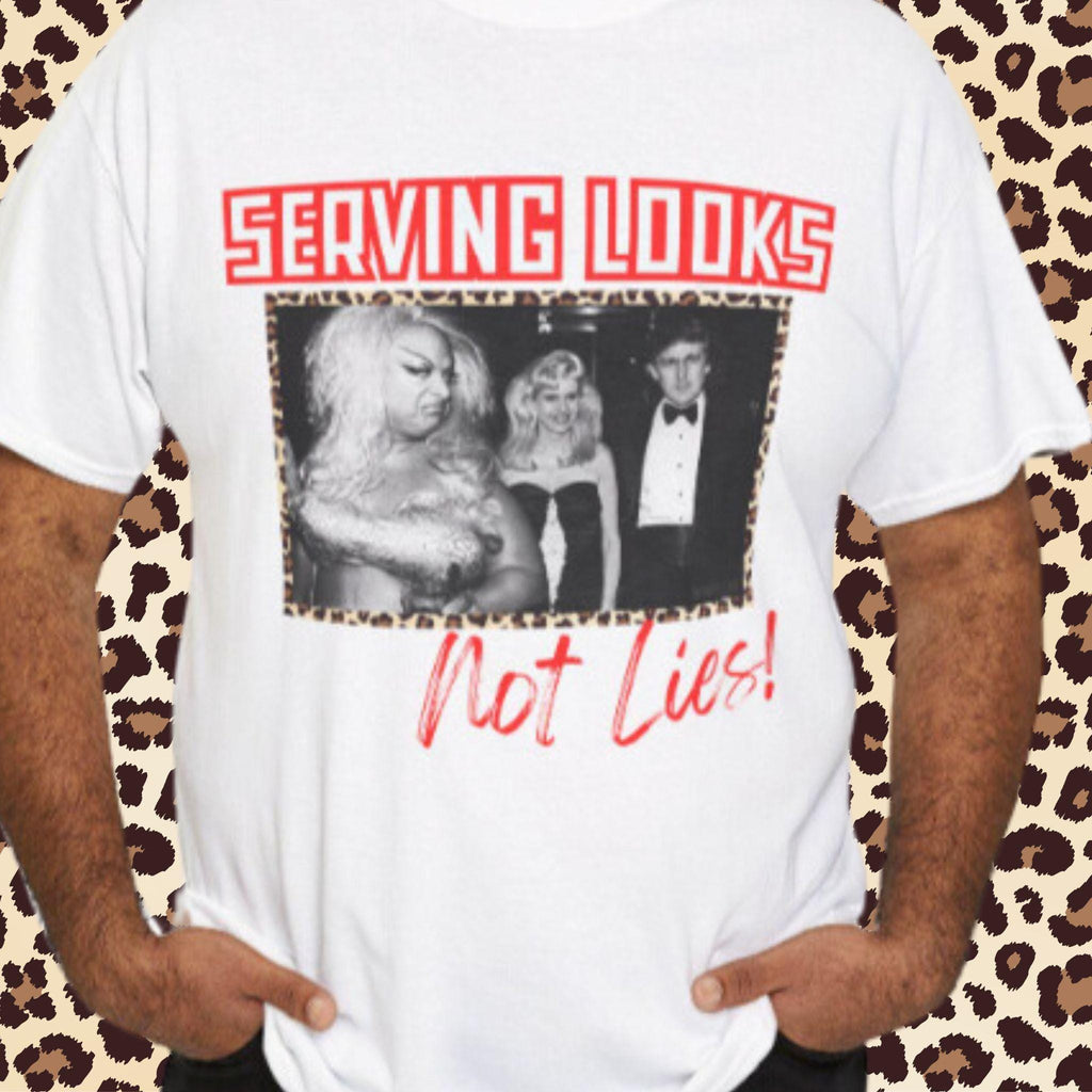 Divine 'Serving Looks, Not Lies' Unisex Tee, Iconic Photo, Political Statement, Anti-Trump Shirt, LGBTQ Pride